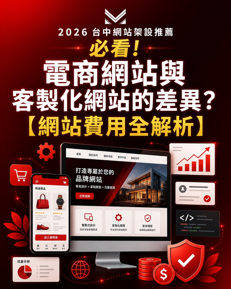 2026 台中網站架設推薦｜必看!電商網站與客製化網站的差異？【網站費用全解析】01